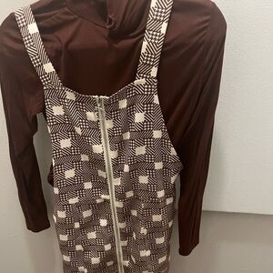 Brown and Cream Patterned Women's Dress